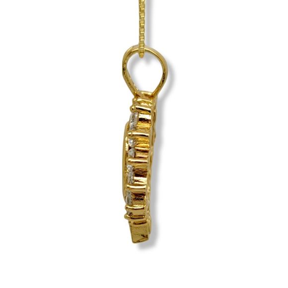 Classic Vintage Simulated Ruby Diamond 1cttw round Gold Plated 925 Pendant 18" - Picture 2 of 5